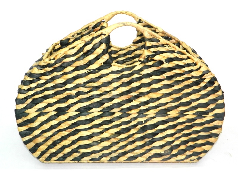 Exquisite Water Hyacinth Magazine Basket - Eco-friendly Two-Tone Storage Organizer